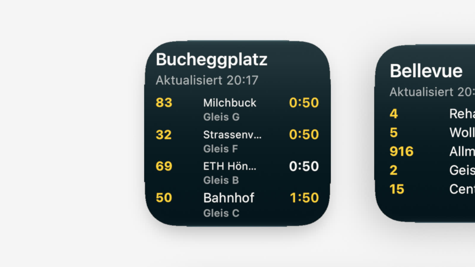 Alle Homescreen-Widgets von UfSprung nebeneinander